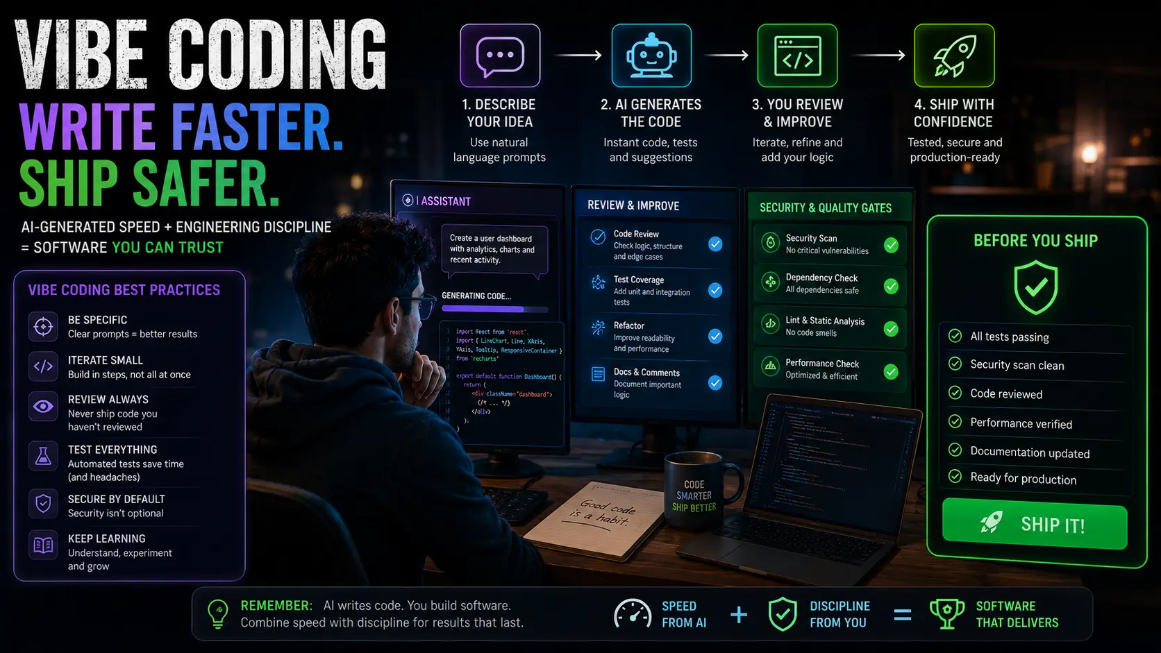 vibe coding best practices review AI generated code before production