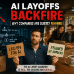 AI layoffs backfire trend chart showing companies rehiring workers