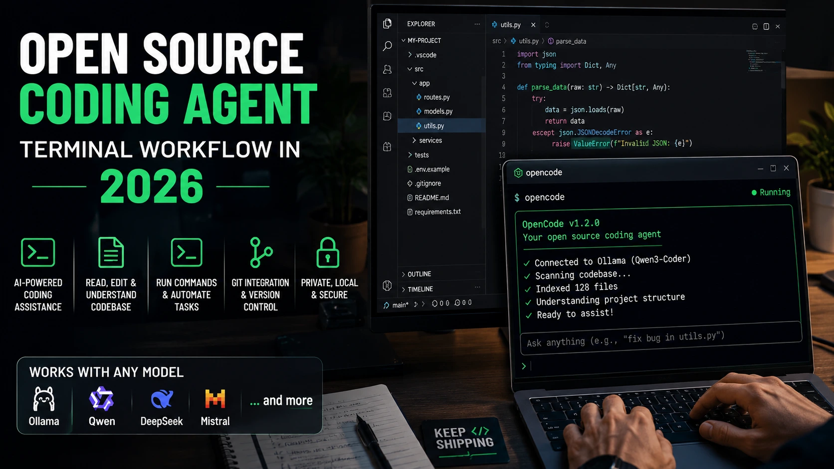 open source coding agent terminal workflow 2026