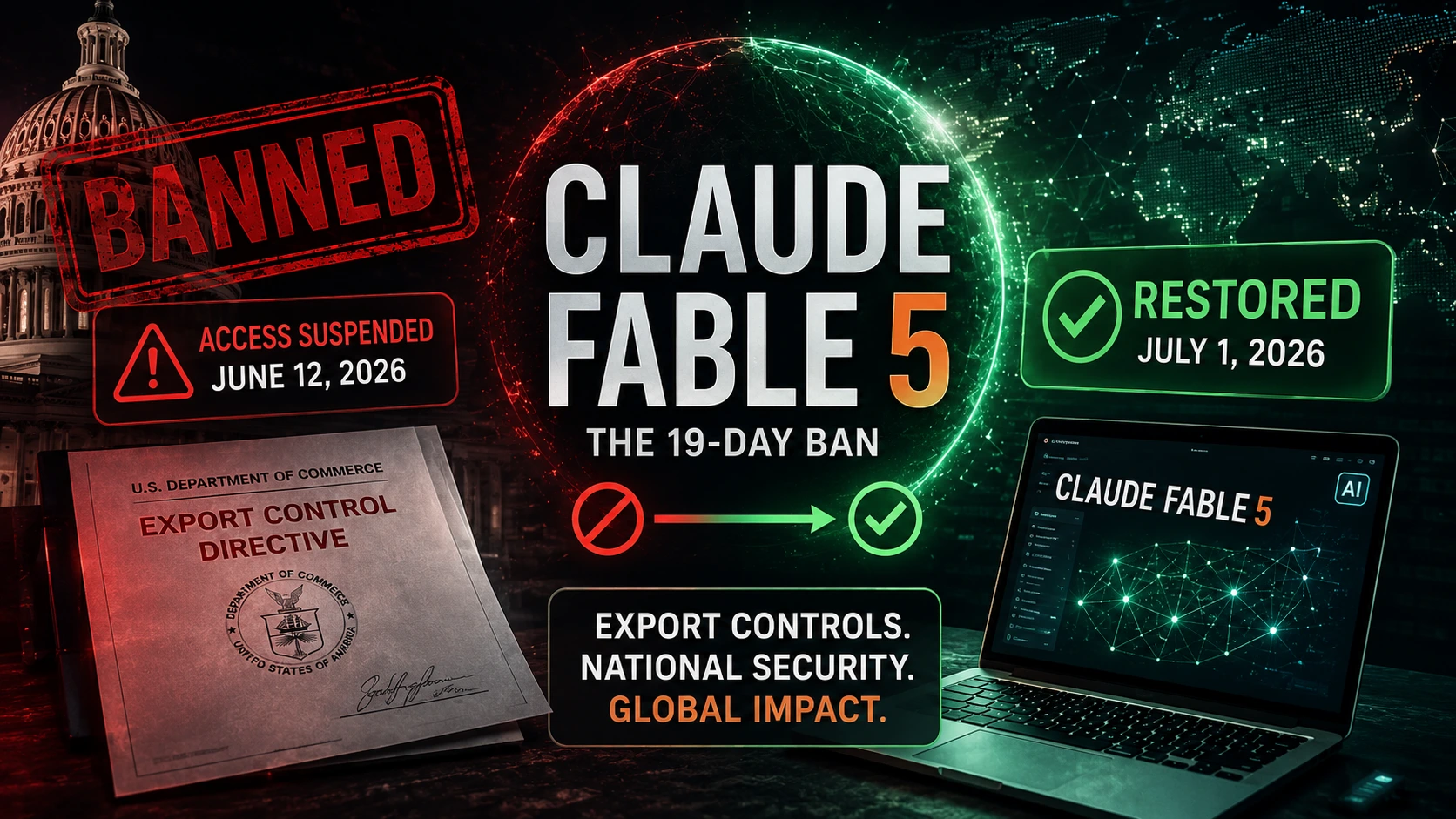 Claude Fable 5 ban restored July 2026 export control government 