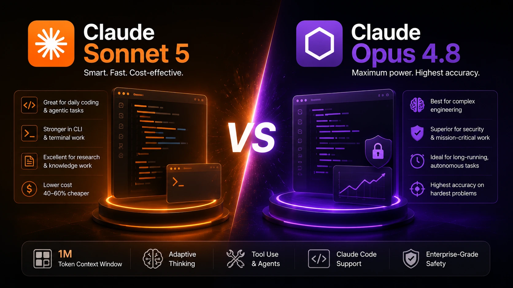 Claude Sonnet 5 vs Opus 4.8 developer comparison 2026