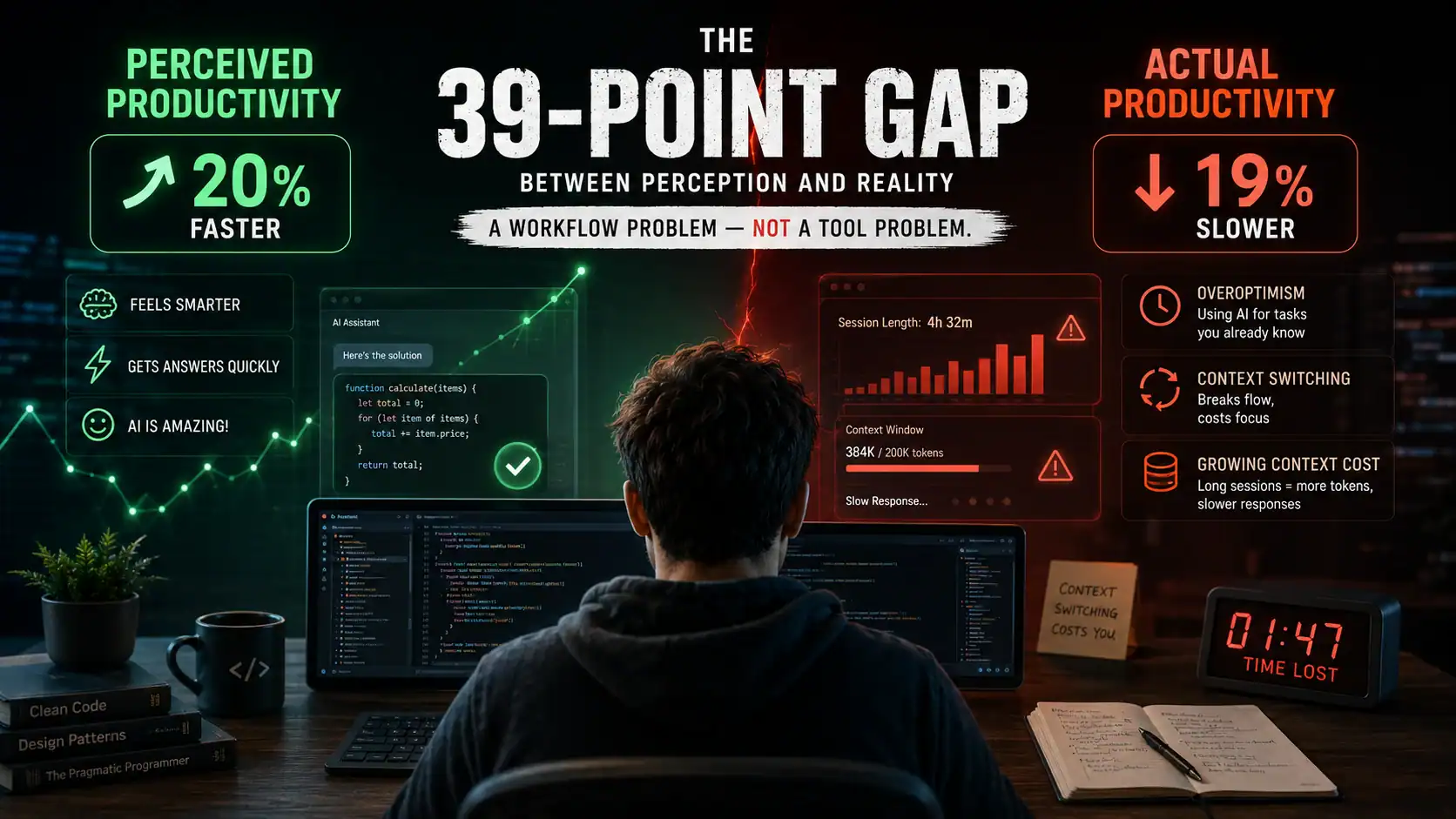 AI coding workflow fix developer productivity gap perception reality