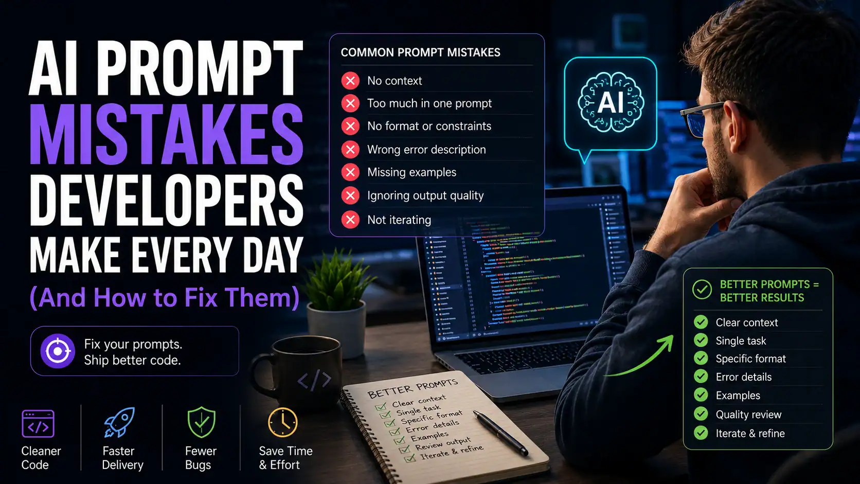 AI prompt mistakes developers make daily coding workflow fixAI prompt mistakes developers make daily coding workflow fix
