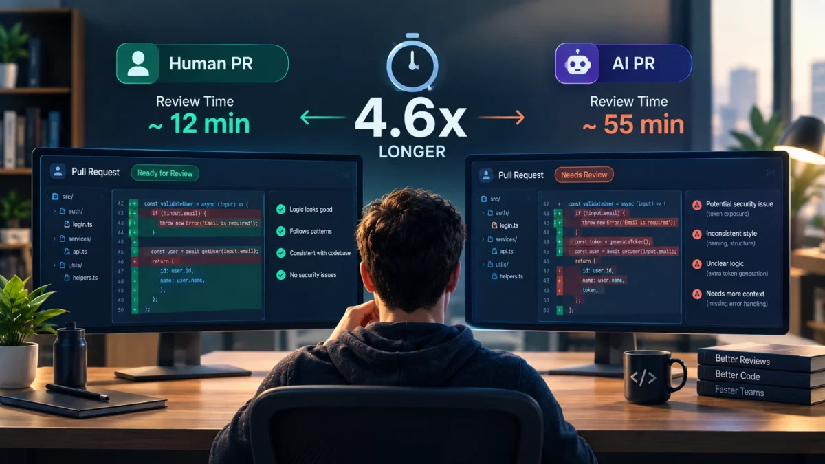 AI code review pull request takes longer than human code 2026