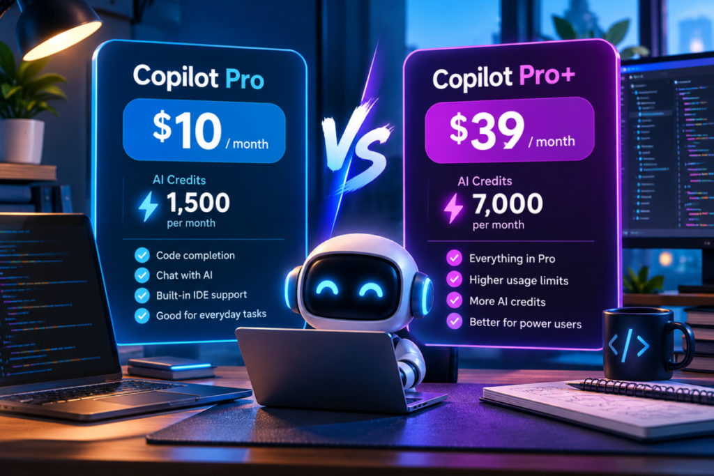 GitHub Copilot Pro versus Pro+ pricing comparison for 2026