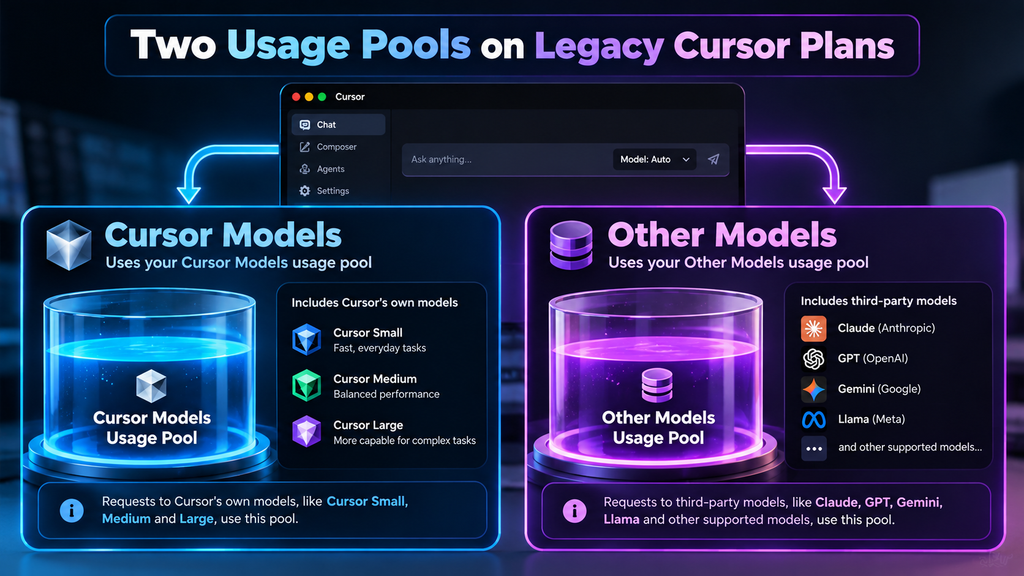 Diagram of Cursor Models pool versus Other Models pool on legacy plans
