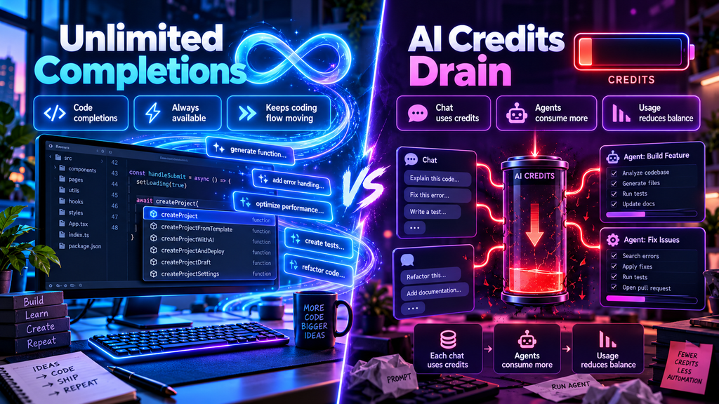 Copilot completions stay unlimited while AI credits power agents